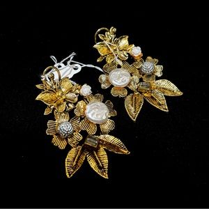 Handcrafted crush stones earrings, Pakistani Indian earrings, formal jewelry